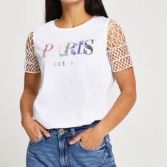 RIVER ISLAND NWOT WHITE T-SHIRT US 12P UK SZ 16 PETITE - Picture 4 of 7